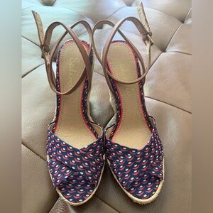 Splendid Navy & Red Patterned Espadrille Wedge Sandals